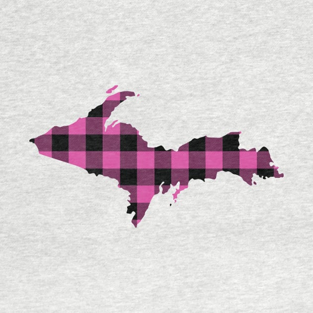 Upper Peninsula of Michigan Pink Flannel State by DoctorWatsonDesigns